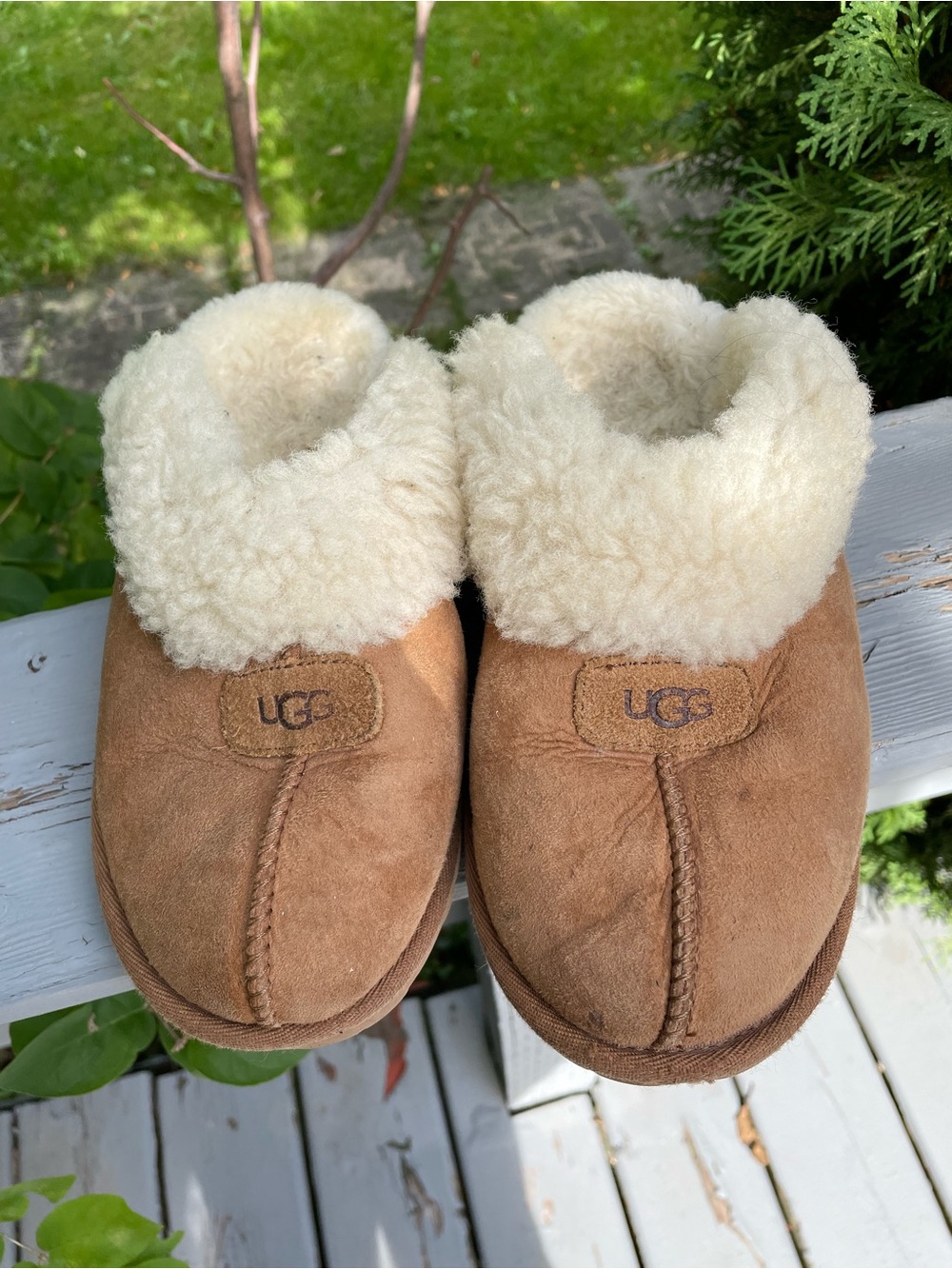 UGG Coquette slippers size 7 Chestnut Suede Shearling Clog